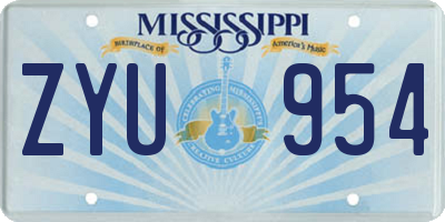 MS license plate ZYU954