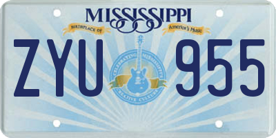 MS license plate ZYU955