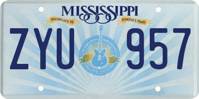 MS license plate ZYU957