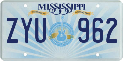 MS license plate ZYU962