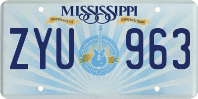 MS license plate ZYU963