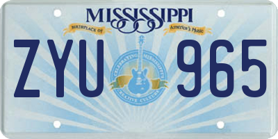 MS license plate ZYU965