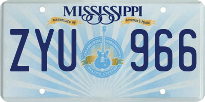 MS license plate ZYU966