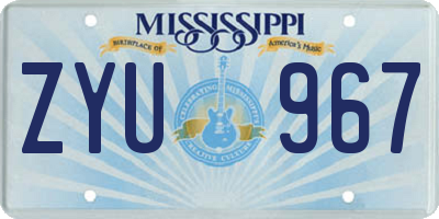 MS license plate ZYU967