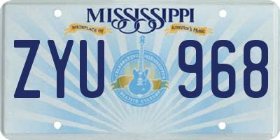 MS license plate ZYU968