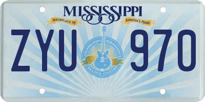 MS license plate ZYU970