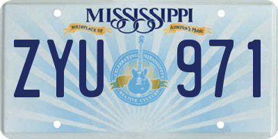 MS license plate ZYU971