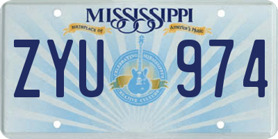 MS license plate ZYU974