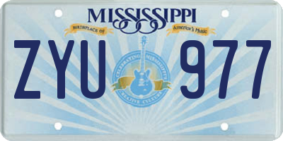 MS license plate ZYU977