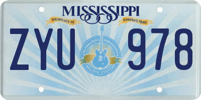 MS license plate ZYU978