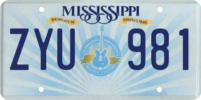 MS license plate ZYU981