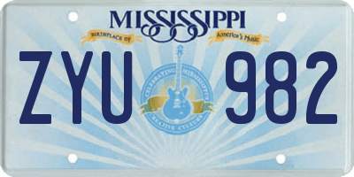 MS license plate ZYU982