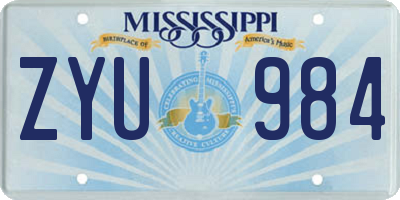 MS license plate ZYU984