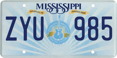 MS license plate ZYU985