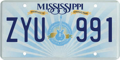 MS license plate ZYU991