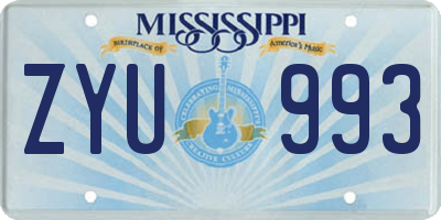 MS license plate ZYU993