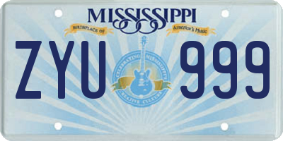 MS license plate ZYU999