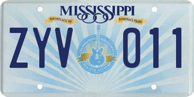 MS license plate ZYV011