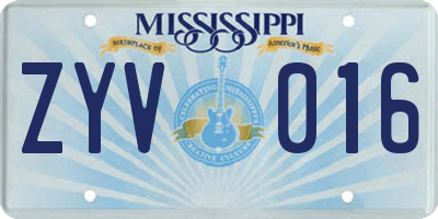 MS license plate ZYV016