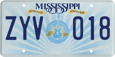 MS license plate ZYV018