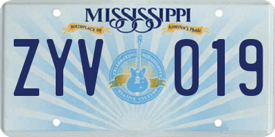 MS license plate ZYV019