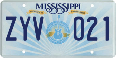 MS license plate ZYV021