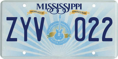 MS license plate ZYV022