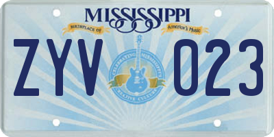 MS license plate ZYV023