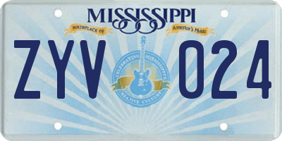 MS license plate ZYV024