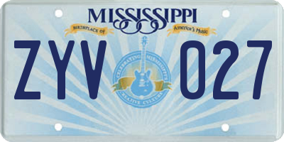 MS license plate ZYV027