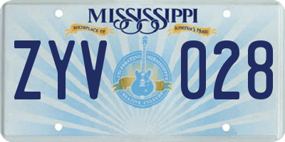 MS license plate ZYV028