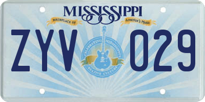 MS license plate ZYV029