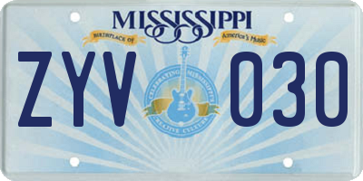 MS license plate ZYV030