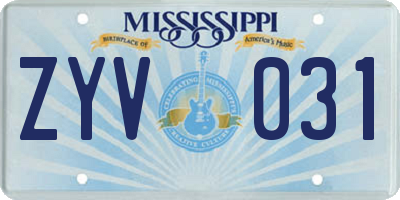 MS license plate ZYV031