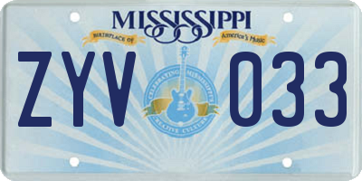 MS license plate ZYV033