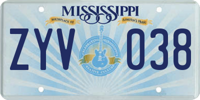 MS license plate ZYV038