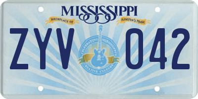 MS license plate ZYV042