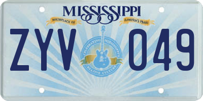 MS license plate ZYV049