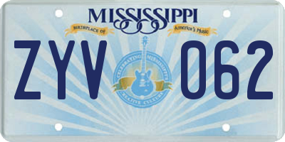 MS license plate ZYV062