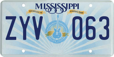MS license plate ZYV063