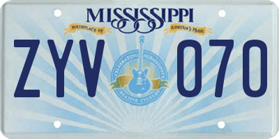 MS license plate ZYV070