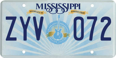 MS license plate ZYV072