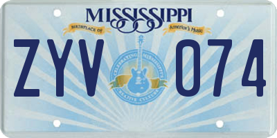 MS license plate ZYV074