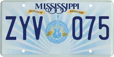 MS license plate ZYV075