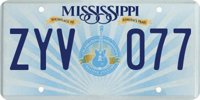 MS license plate ZYV077