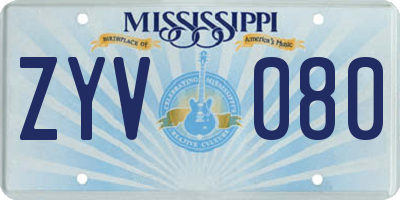 MS license plate ZYV080
