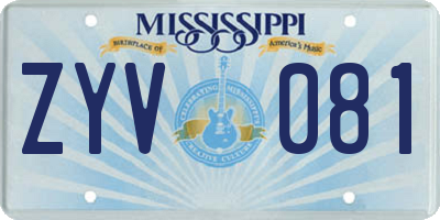 MS license plate ZYV081