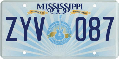 MS license plate ZYV087