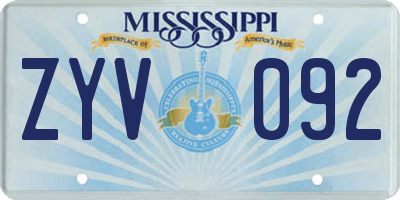 MS license plate ZYV092