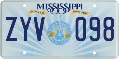 MS license plate ZYV098